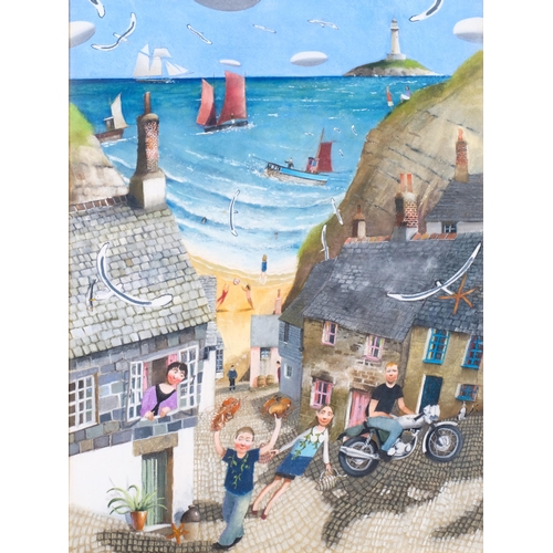 Richard Adams (born 1960), A Cornish Fishing Village, coloured pastels, dated 2003, 60cm x 45cm, framed