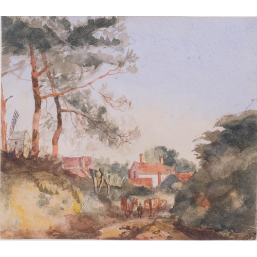 612 - Thomas Churchyard (1798 - 1865), Haugh Lane, Woodbridge, watercolour, 13cm x 15cm, framed, provenanc... 