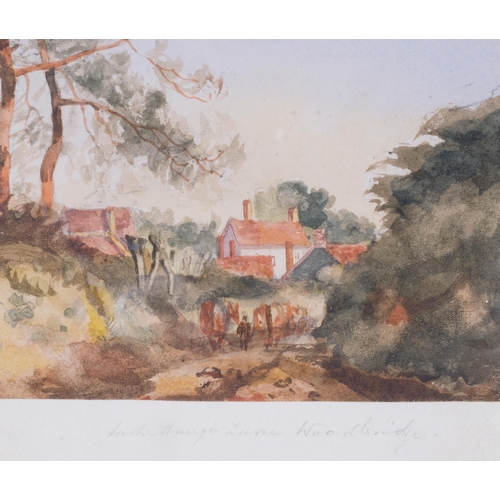 612 - Thomas Churchyard (1798 - 1865), Haugh Lane, Woodbridge, watercolour, 13cm x 15cm, framed, provenanc... 