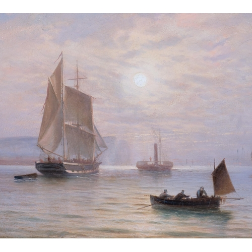 616 - Isaac Walter Jenner (1836 - 1902), Busy Shipping Scene Off Newhaven, oil on canvas, circa 1880, 25cm... 