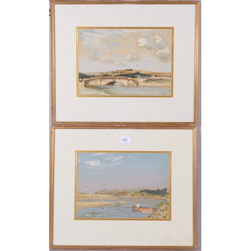 617 - Albert Ernest Bottomley (1873 - 1950), pair of Shoreham estuary scenes, 1921, gouache, 24cm x 33cm, ... 