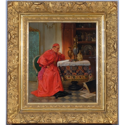 625 - Pierre Delage (1883 - 1956), Cardinal In An Interior, highly detailed oil on wood panel, 44cm x 36cm... 