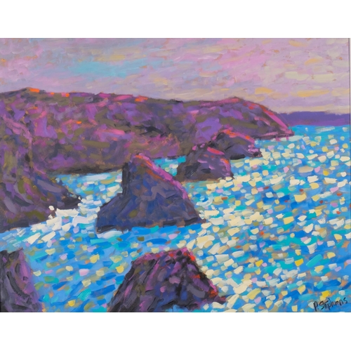 626 - Paul Stephens, Poldark Country Seaside Cornwall, impressionist oil on board, 41cm x 50cm, framed