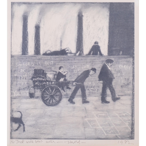 629 - Harold Riley (1934 - 2023), Northern street scene, print, inscribed by the artist dated 1982, image ... 