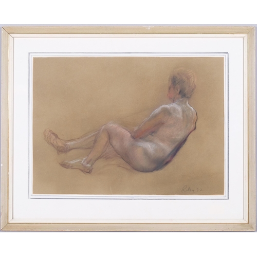 633 - Harold Riley (1934 - 2023), nude life study, coloured pastels/charcoal, dated 1972, 32cm x 44cm, fra... 