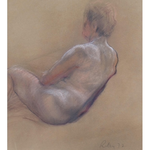 633 - Harold Riley (1934 - 2023), nude life study, coloured pastels/charcoal, dated 1972, 32cm x 44cm, fra... 