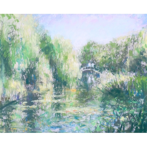 638 - Marc Grimshaw (born 1957), Monet's garden at Giverny, coloured pastels, 37cm x 45cm, framed