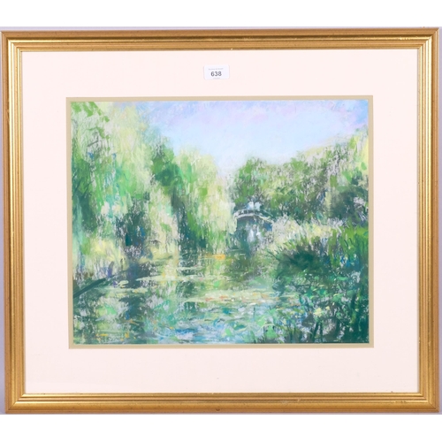 638 - Marc Grimshaw (born 1957), Monet's garden at Giverny, coloured pastels, 37cm x 45cm, framed