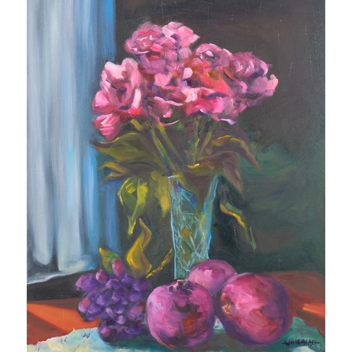 652 - Whitehead, still life study, oil on canvas, signed, 91cm x 61cm, unframed