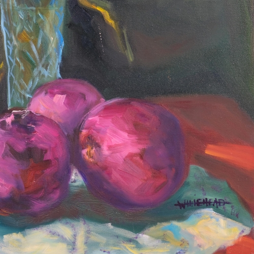 652 - Whitehead, still life study, oil on canvas, signed, 91cm x 61cm, unframed