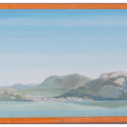 745 - Richard Wyndham Finch (1926-2011), oil on board, Italian Seascape, 31cm x 90.5cm, framed