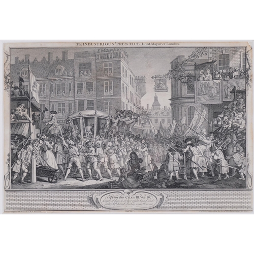 750 - William Hogarth, a 1747 print of the industrious, Prentice Lord Mayor of London, 39.5cm x 26.5cm, fr... 