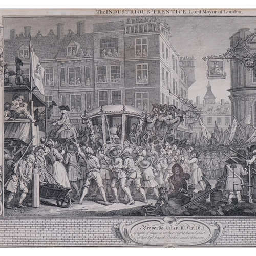 750 - William Hogarth, a 1747 print of the industrious, Prentice Lord Mayor of London, 39.5cm x 26.5cm, fr... 