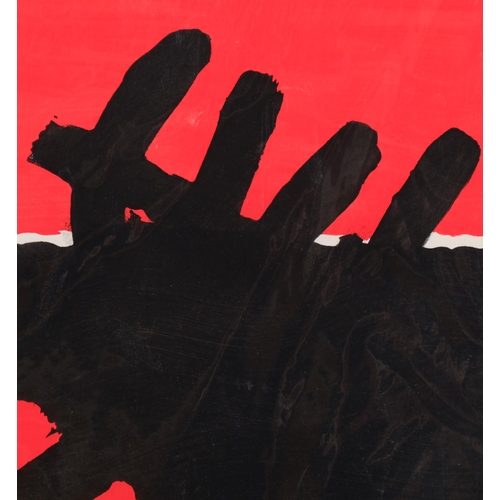 760 - Giuseppe Capogrossi, Surface Rouge Et Noir, pochoir 1957, sheet 32cm x 24.5cm, unframed