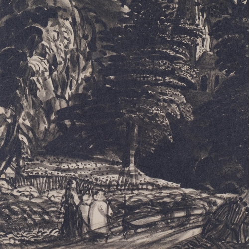 761 - Samuel Palmer, landscape, collotype circa 1920, 15cm x 18cm, mounted