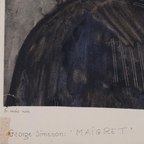 769 - Arnold Daghani (1909 - 1985), Maigret, ink and wash, 1967, 35cm x 33cm, framed