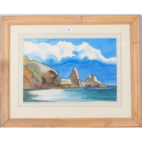 776 - John Melville (1902 - 1986), Cliff Rocks, Ansteys Cove Torquay, 1972, watercolour, 34cm x 51cm, fram... 