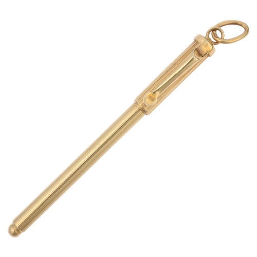 1190 - An Italian 18ct gold novelty miniature pen, 6cm, 5.5g gross