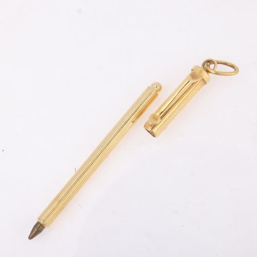 1190 - An Italian 18ct gold novelty miniature pen, 6cm, 5.5g gross