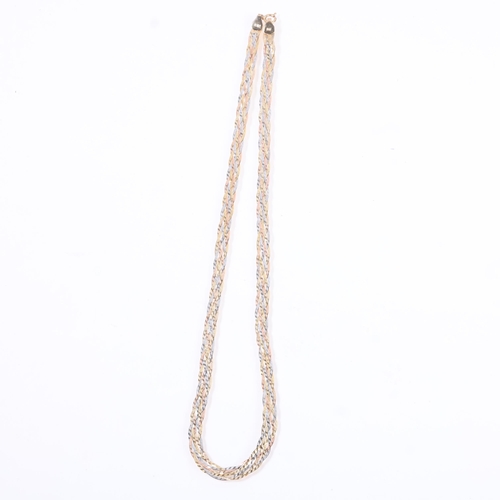 1273 - A 9ct three-colour gold woven necklace, 40cm, 3.7g