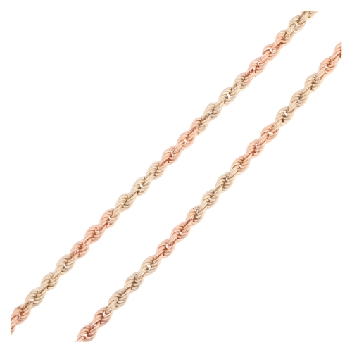 1274 - A 9ct two-colour gold rope twist chain necklace, 40cm, 3.3g