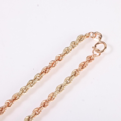 1274 - A 9ct two-colour gold rope twist chain necklace, 40cm, 3.3g