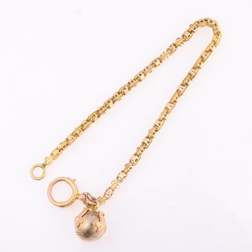 1280 - An Antique Victorian 15ct gold fancy link chain bracelet, with 9ct rose gold bolt clasp, and 9ct and... 