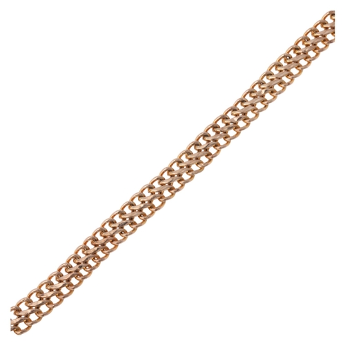 1304 - A 9ct rose gold double curb link chain bracelet, 18cm, 3.8g