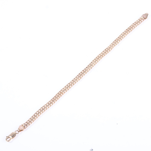 1304 - A 9ct rose gold double curb link chain bracelet, 18cm, 3.8g