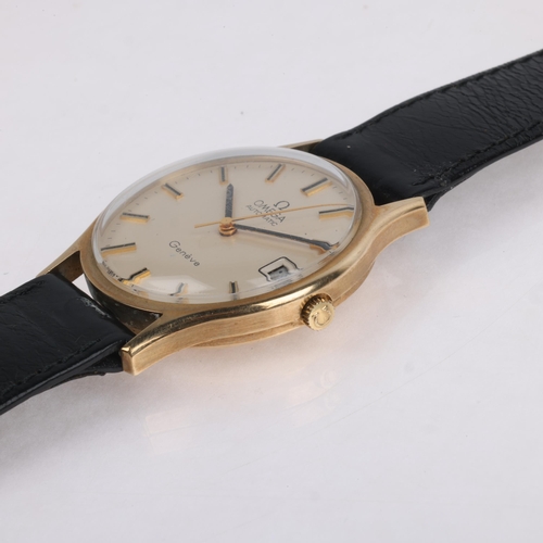 1005 - OMEGA - a Vintage 9ct gold Geneve automatic calendar wristwatch, ref. 162.5422, circa 1973, silvered... 