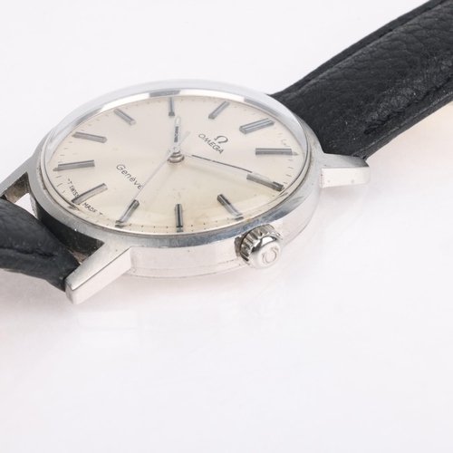 1007 - OMEGA - a Vintage stainless steel Geneve mechanical wristwatch, ref. 135.070, circa 1970, silvered d... 