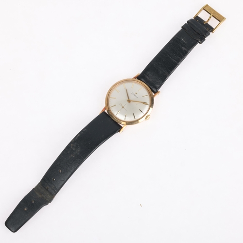 1008 - ZENITH - a 9ct gold mechanical wristwatch, circa 1960s, silvered dial with gilt baton hour markers, ... 