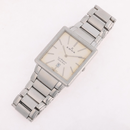 1013 - EDOX - a stainless steel Les Bemonts Ultra Slim quartz calendar bracelet watch, ref. 27031 3 AIN, si... 