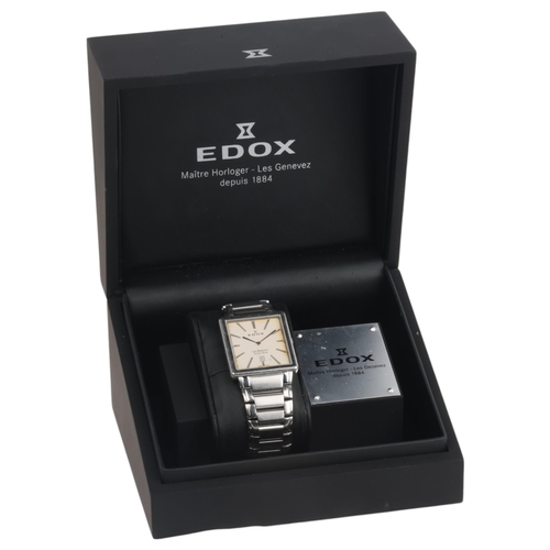 1013 - EDOX - a stainless steel Les Bemonts Ultra Slim quartz calendar bracelet watch, ref. 27031 3 AIN, si... 