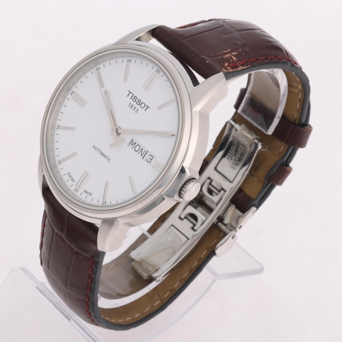 1015 - TISSOT - a stainless steel Automatics III calendar wristwatch, ref. T065430A, white dial with silver... 