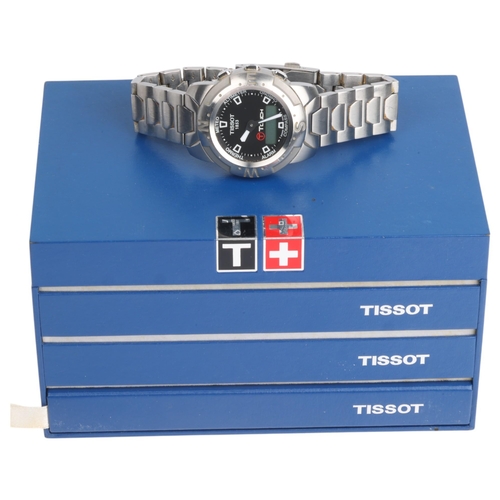 1016 - TISSOT - a stainless steel T-Touch analogue/digital quartz bracelet watch, ref. Z252/352, black dial... 