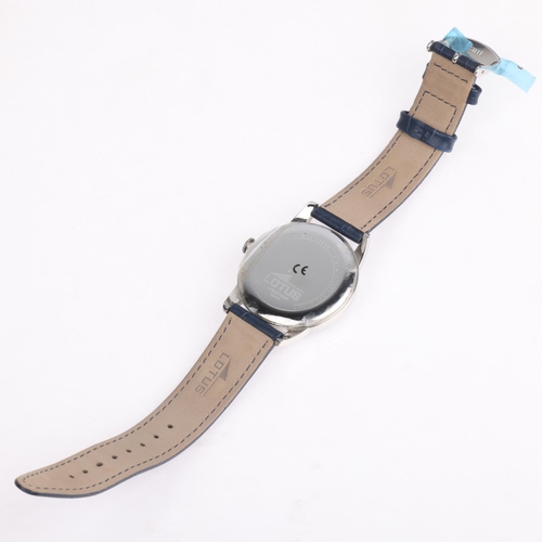 1018 - LOTUS - a stainless steel quartz wristwatch, ref. 18429/3, blue dial with tapered baton hour markers... 