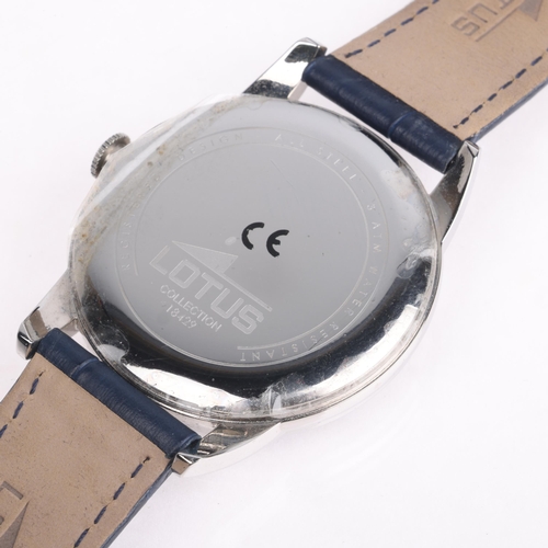 1018 - LOTUS - a stainless steel quartz wristwatch, ref. 18429/3, blue dial with tapered baton hour markers... 