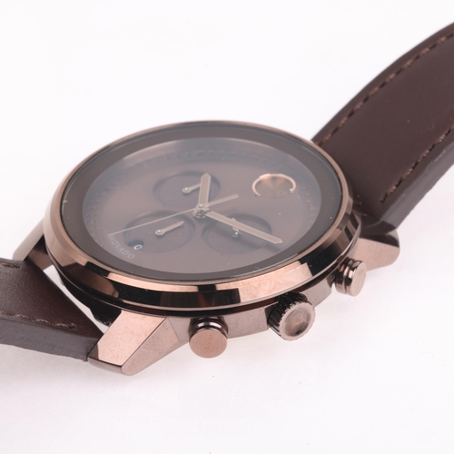 1024 - MOVADO - a brown PVD plated stainless steel Bold quartz calendar wristwatch, ref. MB.01.1.34.6242, b... 