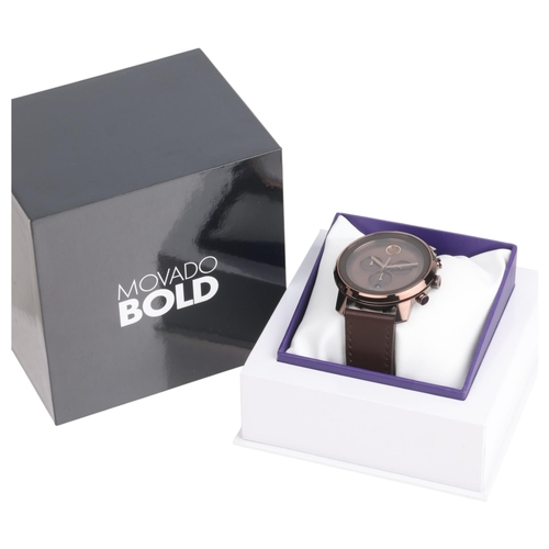 1024 - MOVADO - a brown PVD plated stainless steel Bold quartz calendar wristwatch, ref. MB.01.1.34.6242, b... 