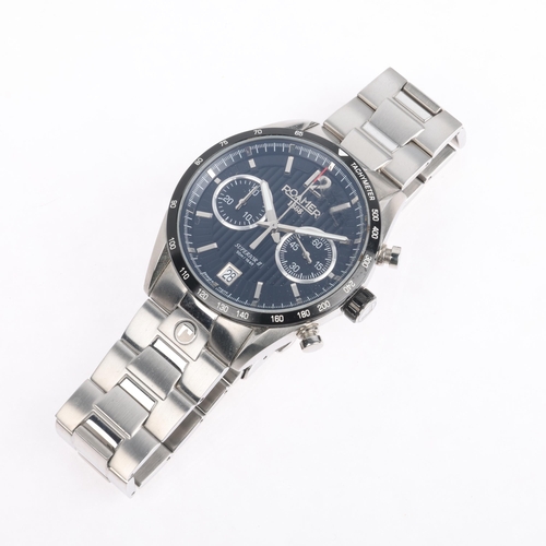 1029 - ROAMER - a stainless steel Superior II quartz chronograph calendar bracelet watch, ref. 510.902, bla... 