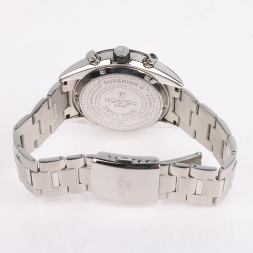 1029 - ROAMER - a stainless steel Superior II quartz chronograph calendar bracelet watch, ref. 510.902, bla... 