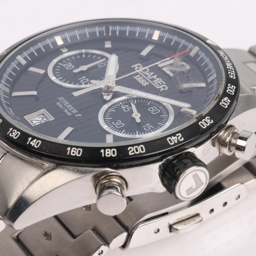 1029 - ROAMER - a stainless steel Superior II quartz chronograph calendar bracelet watch, ref. 510.902, bla... 