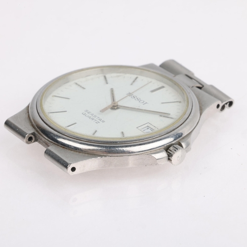 1037 - TISSOT - a stainless steel Seastar quartz calendar bracelet watch, ref. D361A, white dial with silve... 