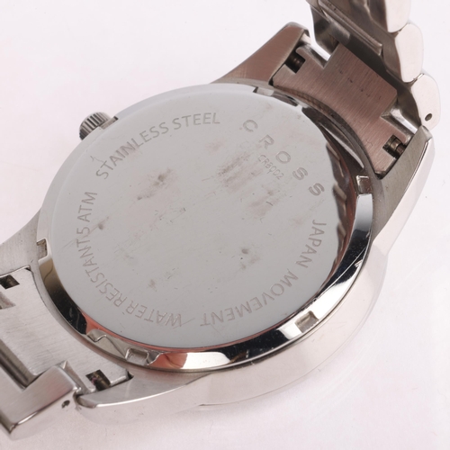 1042 - CROSS - a stainless steel Gotham quartz calendar bracelet watch, ref. CR8002-11, black fluted dial w... 