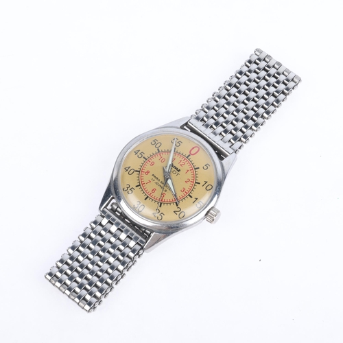 1045 - HMT - a stainless steel Pilot Para Shock mechanical bracelet watch, silvered dial with red inner Ara... 