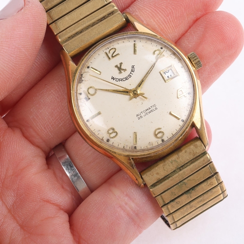 1051 - WORCESTER K - a Vintage gold plated stainless steel automatic calendar bracelet watch, ref. 5002AB, ... 