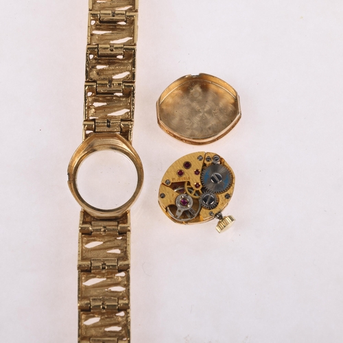 1058 - ROTARY - a lady's Vintage 9ct gold mechanical bracelet watch, circa 1970s, silvered dial with gilt b... 