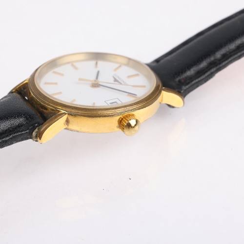 1067 - LONGINES - a gold plated stainless steel quartz calendar wristwatch, ref. L4.136.2, circa 1993, whit... 