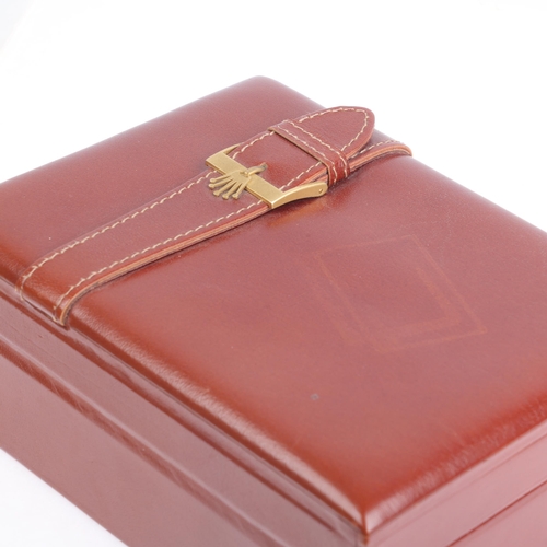 1077 - ROLEX - a Vintage tan leather Day/Date watch box, ref. 56.00.01, 20cm x 15cm